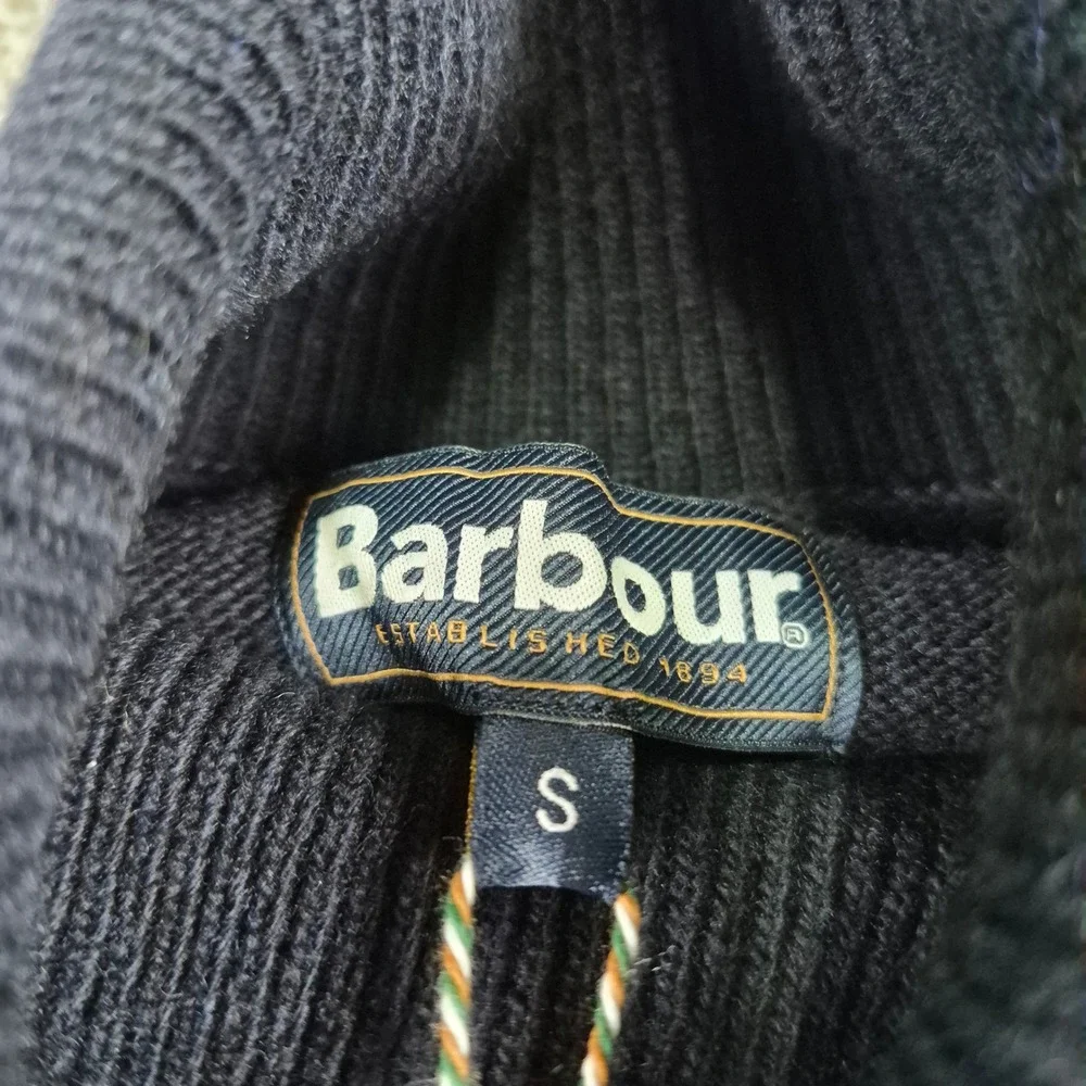 Barbour Sweater Mens S Navy Blue Leahill Roll Neck Wool Cotton Pullover NWT